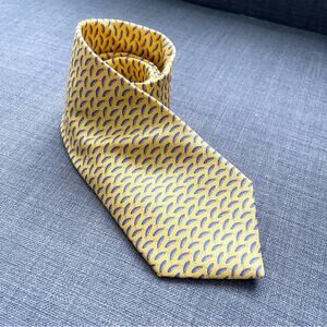 Brooks Brothers Silk Tie Yellow with Fish Salmon Pattern